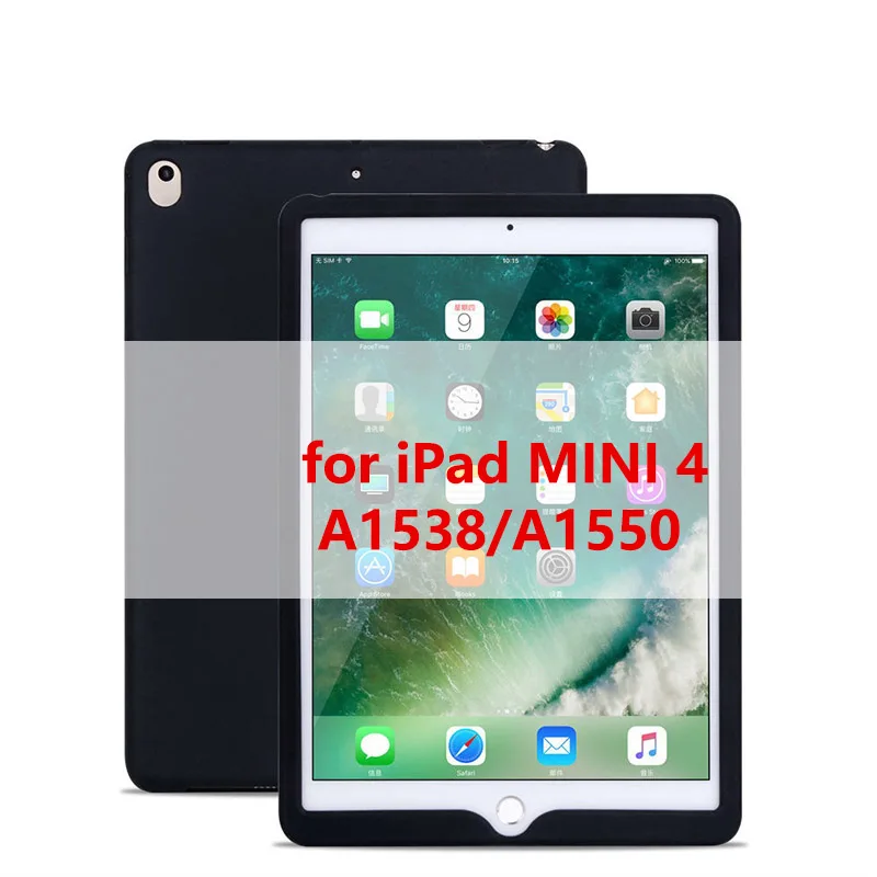 mini 4 black Tablet Silicone Case for iPad 9.7 Air 2 Case Soft Shockproof 360° Protection Back Shell Cover for iPad mini 2 3 4 Case - Цвет: mini 4 black