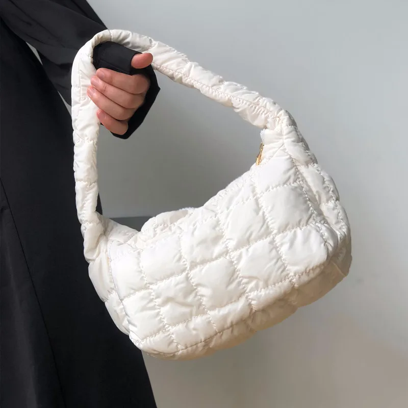 

Fashion Candy Color Space Cotton Women Shoulder Bag Designer Quilited Down Padded Women Handbags Cloud Underarm Women's bag 2021