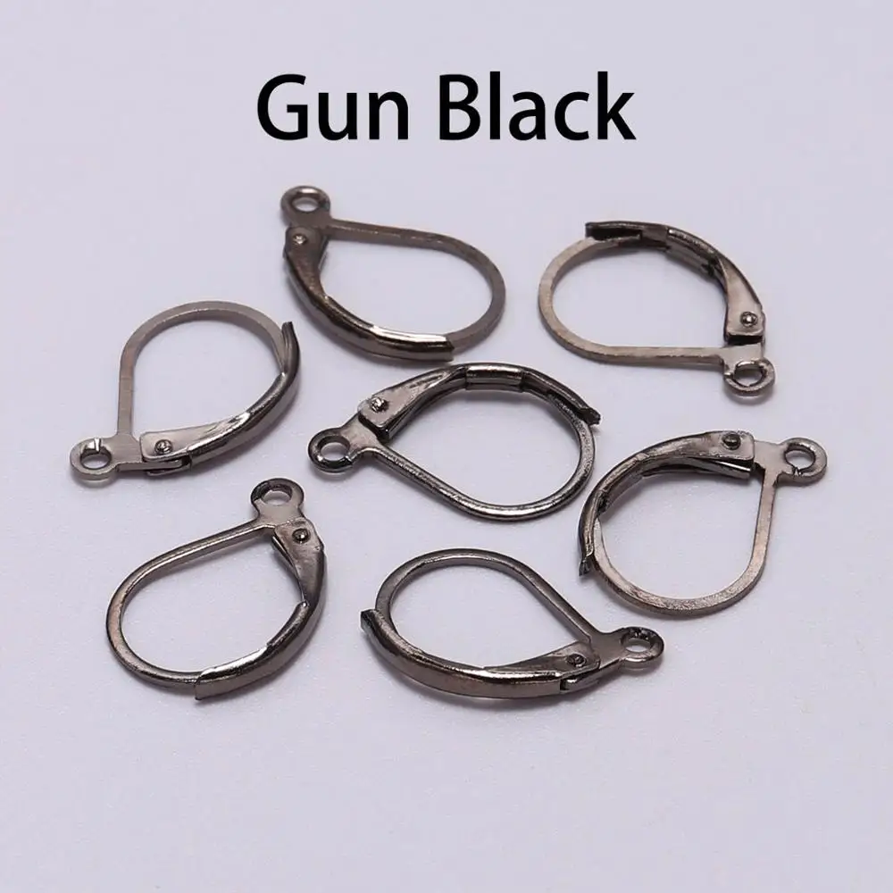 Gun Black 20 шт./лот 15*10 мм серебро золото Французский рычаг Серьги Крючки провода настройки база обручи серьги для DIY ювелирных изделий поставки - Цвет: Gun Black
