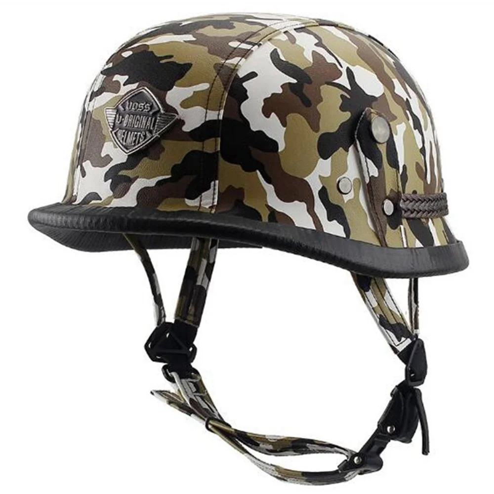 

WWII Motorcycle Helmet Vintage Half Face Helmet Retro Chopper Cruiser German Chopper Cruiser Matte Black Helmets 57-61cm