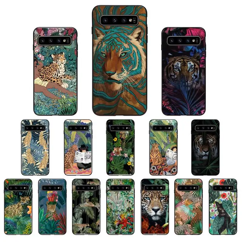 

Tiger Animal Plant palm Tree Leaf Art Phone Case For Samsung Galaxy S21 S20 Plus S20Ultra S20FE S10 S10E S7 S8 S9 Plus S6 Case