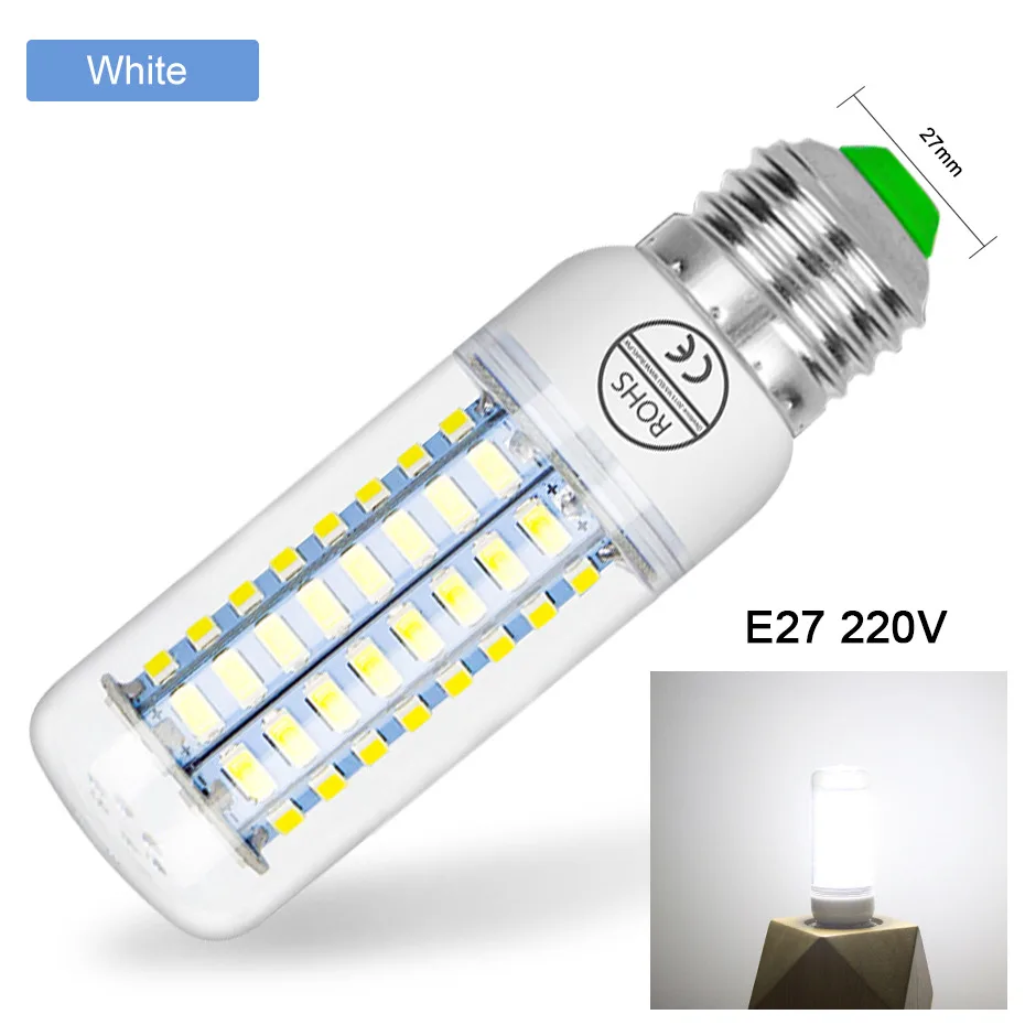 E27 White E27 E14 светодиодные лампы кукурузы огни SMD5730 220 В 24 36 48 56 69leds Светодиодная лампа Новогодние товары лампада Светодиодный прожектор Освещение в помещении - Испускаемый цвет: E27 White