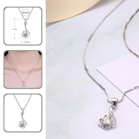compact trendy cubic zirconia women necklace ornament clavicle necklace flower shape for vacation