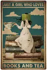 Интересное украшение для дома, просто девушка, которая любит книги и чай, металлическая тарелка для дома, гостиной, спальни, настенное украшение, металлический знак