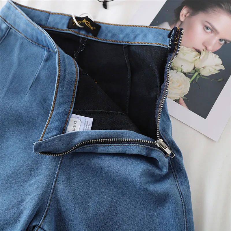 2020 spring 4 Color Available Side Zipper Jeans Women Autumn high waist Skinny Pencil denim pants | Женская одежда