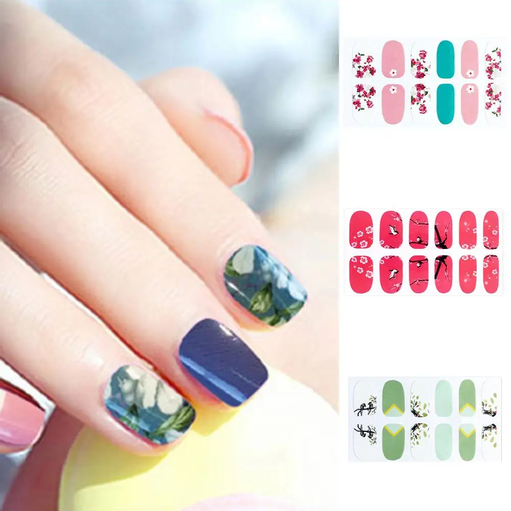 12 шт. модные наклейки для ногтей китайский стиль цветок водонепроницаемые полное