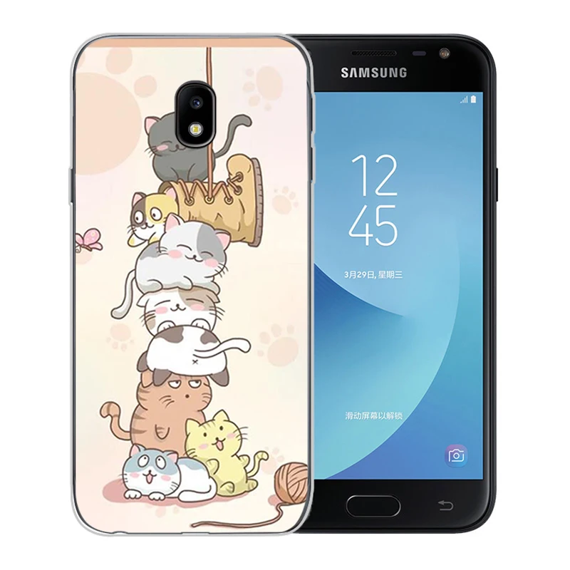 Kawaii Molang мультфильм аниме кот Рисунок мягкий чехол для телефона Samsung Galaxy J5 J7 2016 J3 2017