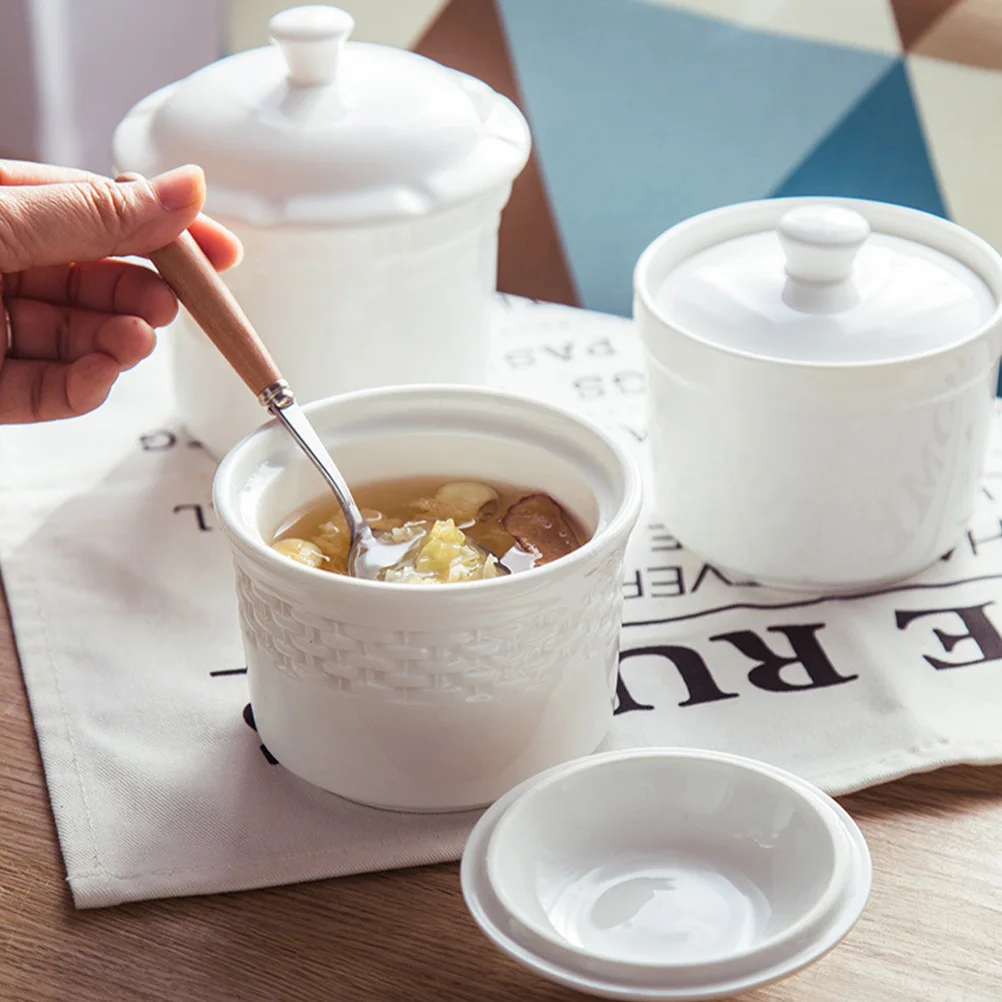 

Ceramic Bowl Soup Pot Stew Steam Bowls Cup Lid Steaming Onion Japanese Noodle Egg French Serving Stockpot Porcelain Dessert