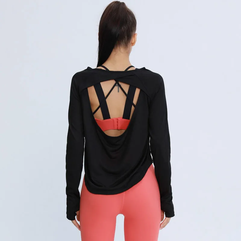 Женские футболки для йоги с большим пальцем топы длинным рукавом быстросохнущие