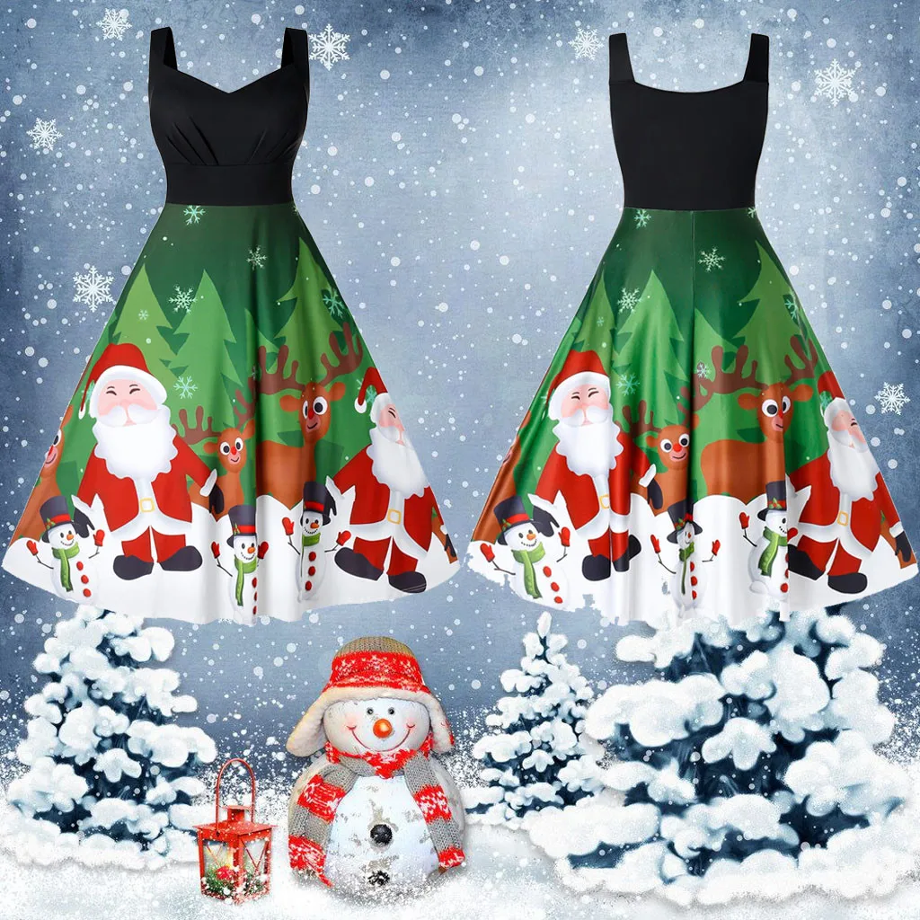 Женское платье в рождественском стиле повседневное свободное с милым воротником