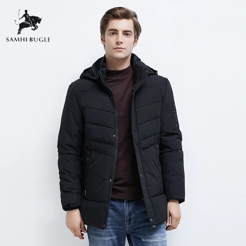 куртка мужская зимняя Зимняя плюс бархатное плотное пальто приталенная теплая