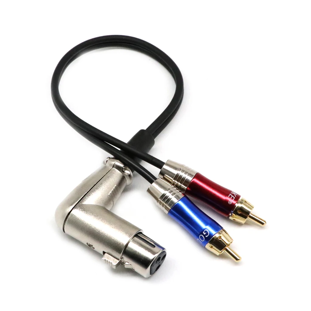 90 градусов ° 3 контакта разъем XLR к 2 двойным RCA Y-образный сплиттер соединительный