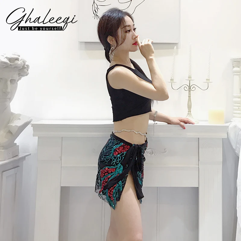 Танец живота Костюм женский новый упражнения хипшарф блестками хип шарф