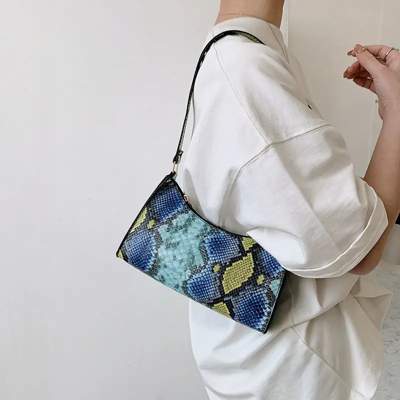 

Fashion Serpentine Pattern Ladies Underarm Bag Soft PU Leather Women Shoulder Bags Simple Portable Female Handbags Phone Pouch