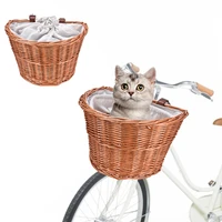 bike handlebar front pet cat dog carrier bag bicycle pet basket bike front pet carrier removable wicker bicycle basket