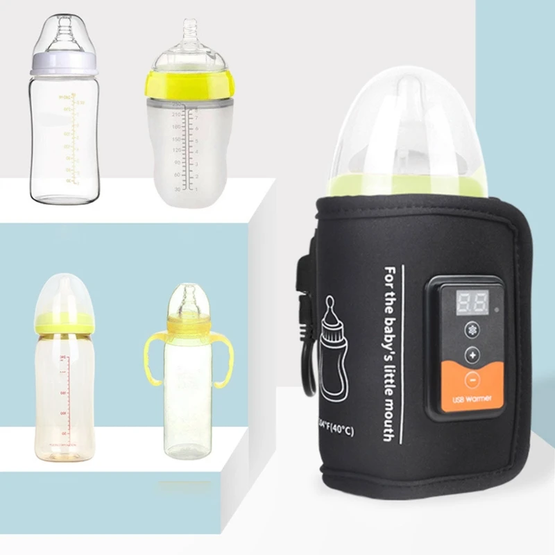 Calentador portátil de biberones para bebé, Cargador Usb, taza de viaje, termostato de leche, cubierta de calor de botella, calentador de biberones extraíble