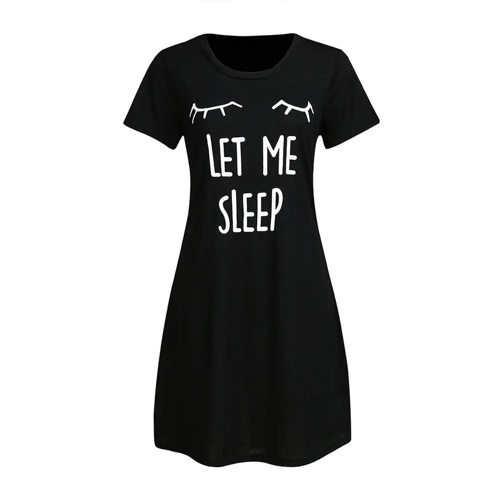 

2020 Womens Letter Nightgowns And Sleepshirts Sleepwear Cute Sleep Shirt Printed Night Dress Short Sleeve Nightwear