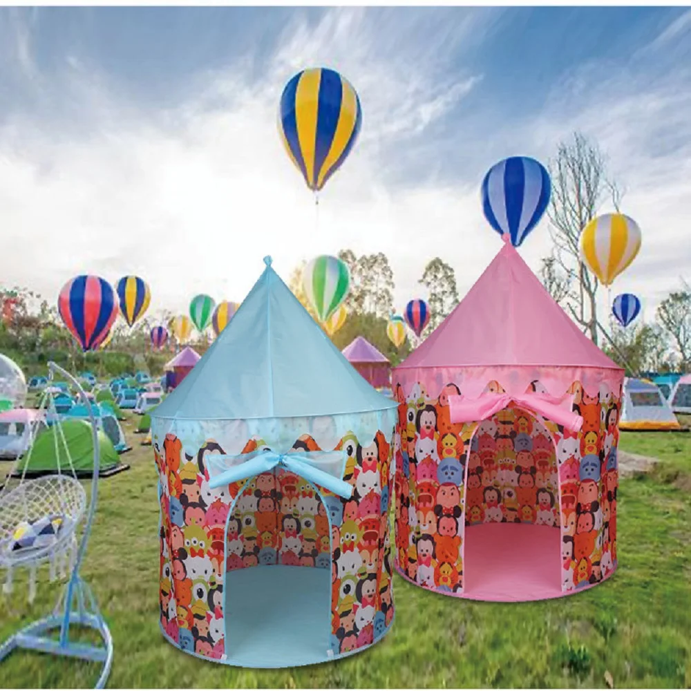 Детская палатка розового и синего цвета игрушечная для кемпинга Складной