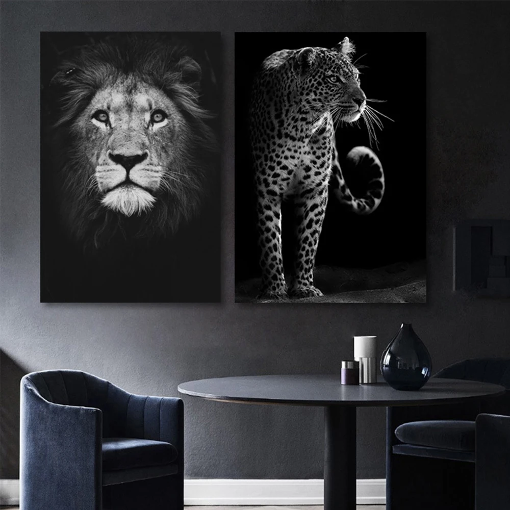 

Nordic Modern Animal Black White Painting Lion Horse Canvas Home Decor Bedroom Living Room Wall Decoration Painting by Numbers