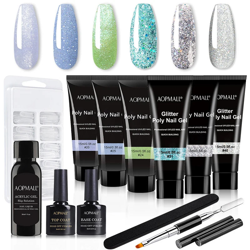 

AOPMALL®6 цветов полигель для ногтей 12 шт. стартовый маникюрный гель набор для наращивания ногтей акриловый Гель-лак инструмент для дизайна ног...