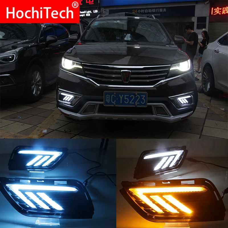 LED DRL For Roewe RX5 2016 2017 2018 2019 Daytime Running Lights Fog Lamp Cover with Yellow Turn Signal Functions | Автомобили и