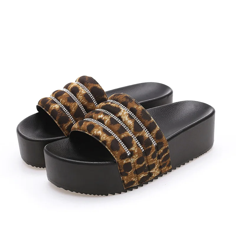 

Women's slippers 2021 summer new non-slip large size rhinestone sandals women's platform high heels