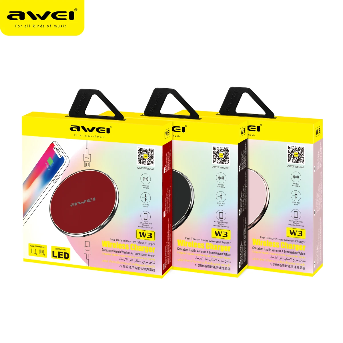 Беспроводное зарядное устройство AWEI W3 быстрая зарядка для iPhone 11 Xs Max X XR 8 Plus 10 Вт
