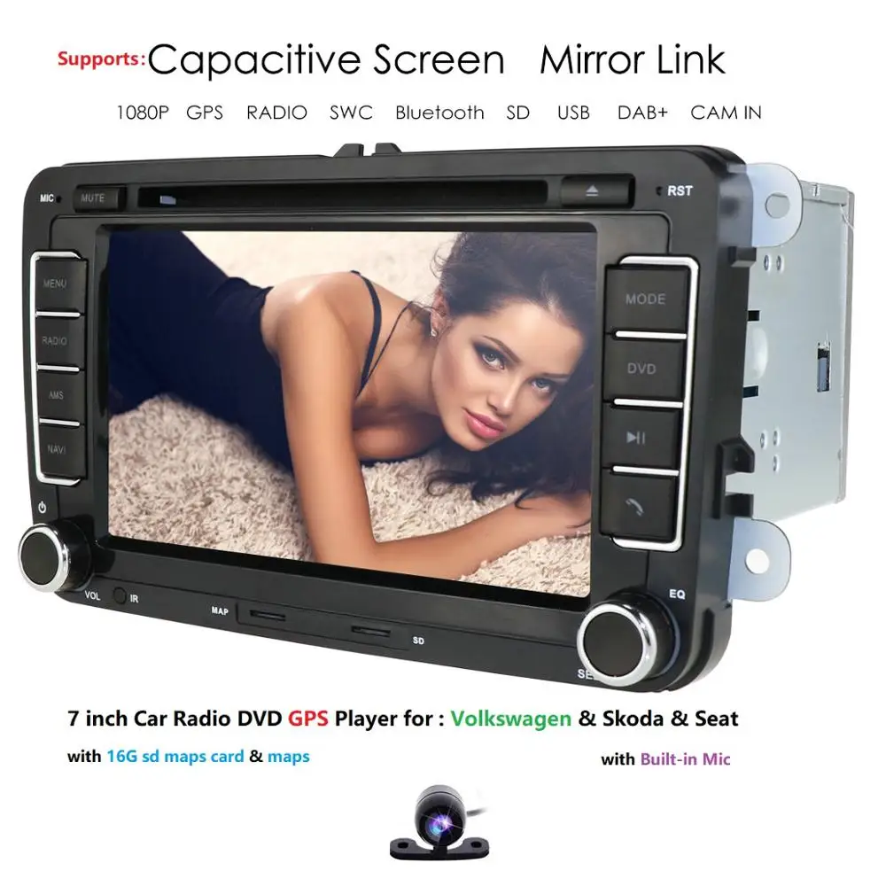 7 ''2 din автомобильный DVD радио плеер gps навигация для VW Golf/6/Golf/5/Passat/b7/cc/b6/SEAT/Skoda Bluetooth FM стерео плеер карта CAM