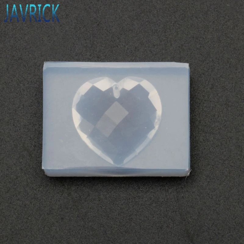 Граненый кулон в форме сердца с отверстием для вешалки полимерная форма