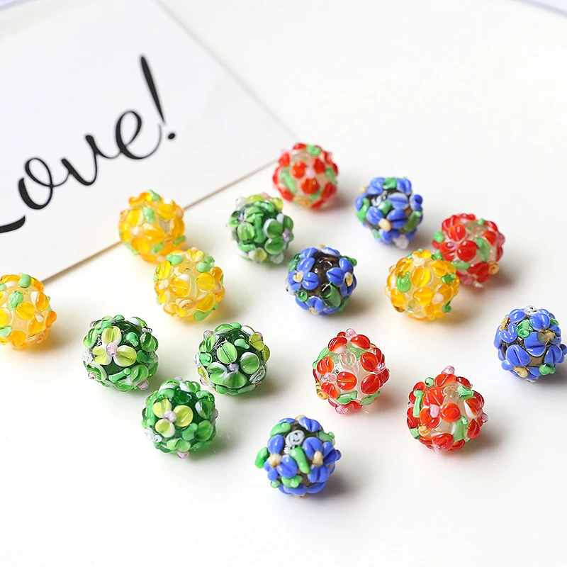 

Gentle retro three-dimensional flower leaf glass beads straight hole diy handmade beaded jewelry earrings accessories materials