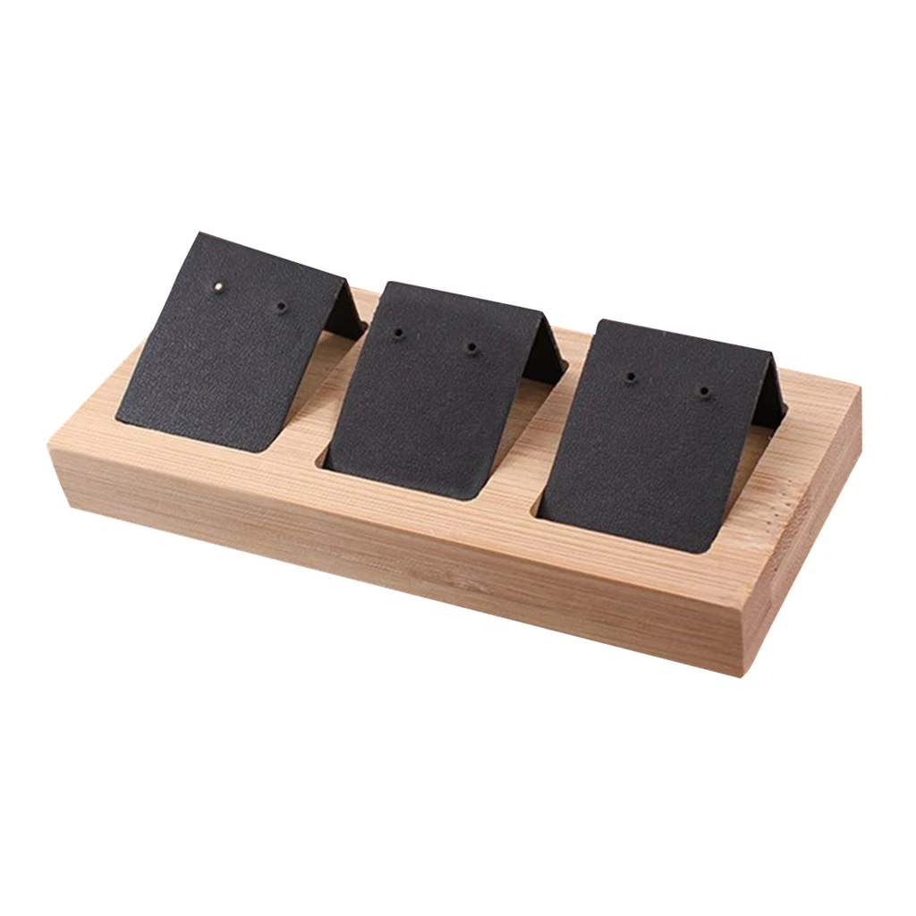 

3 Pair Earring Cards, Velvet/Leatherette Bamboo Earrings Display Card Holder for Jewelry Accessory Display