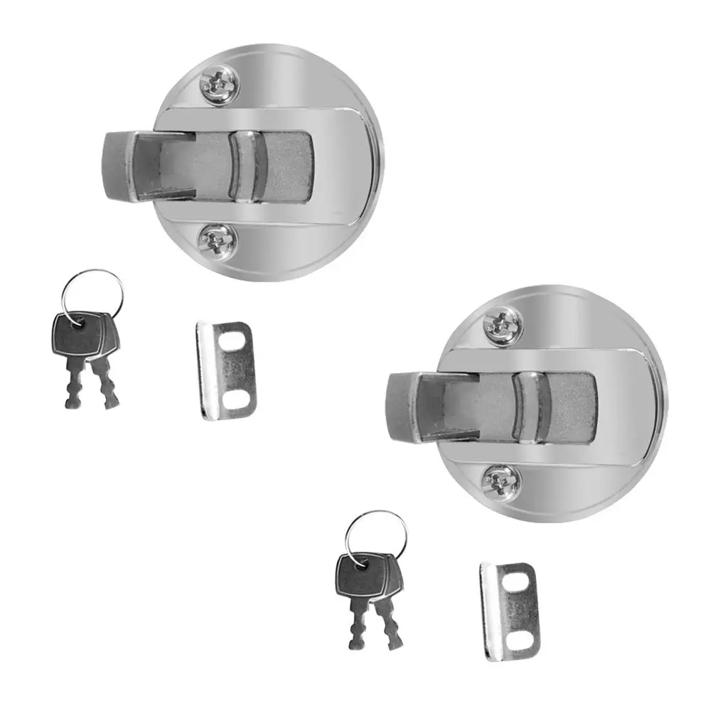 

2 Pieces Zinc Alloy 2" Door Latch Hatch Round Pull Lock Flush Deck for Marine Boat Caravan