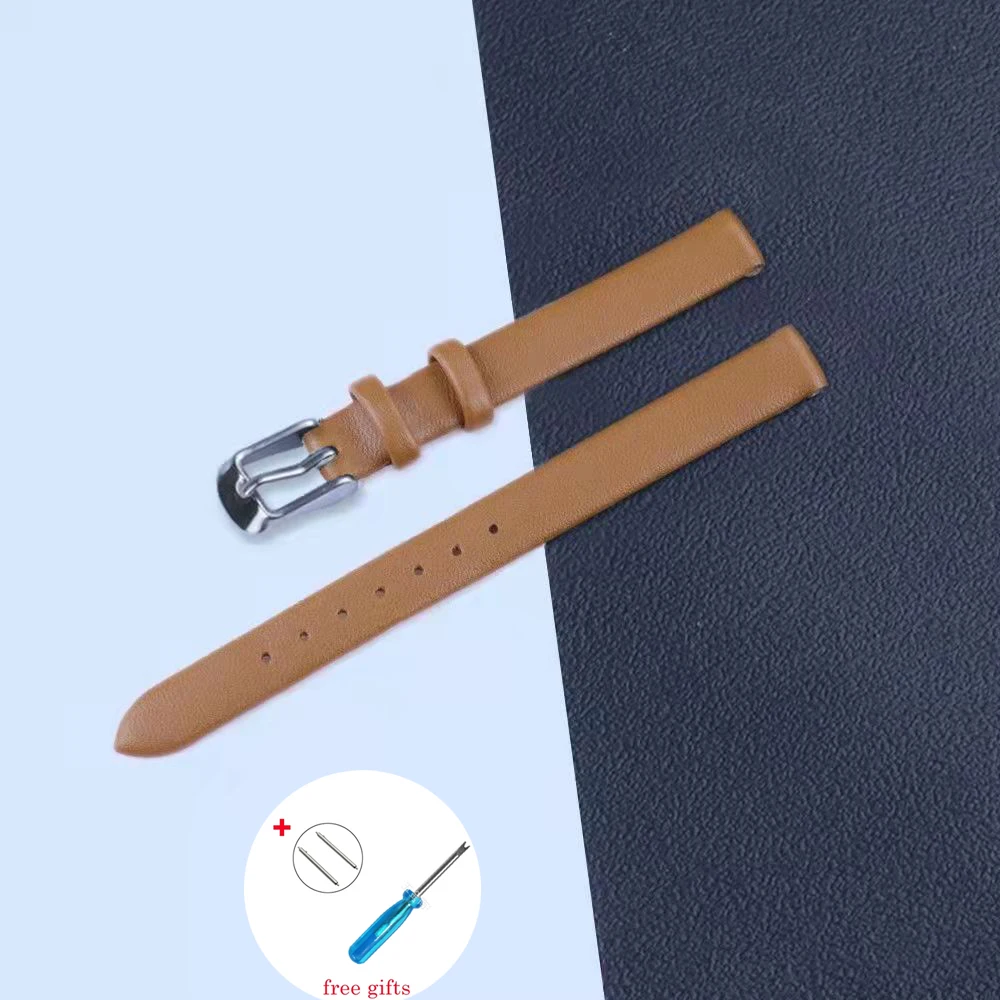Soft Watch Belt Band Accessories for Ladies Men Student 8mm 10mm 12mm 14mm 16mm 18mm 20mm 22mm Genuine Leather Strap with Tool