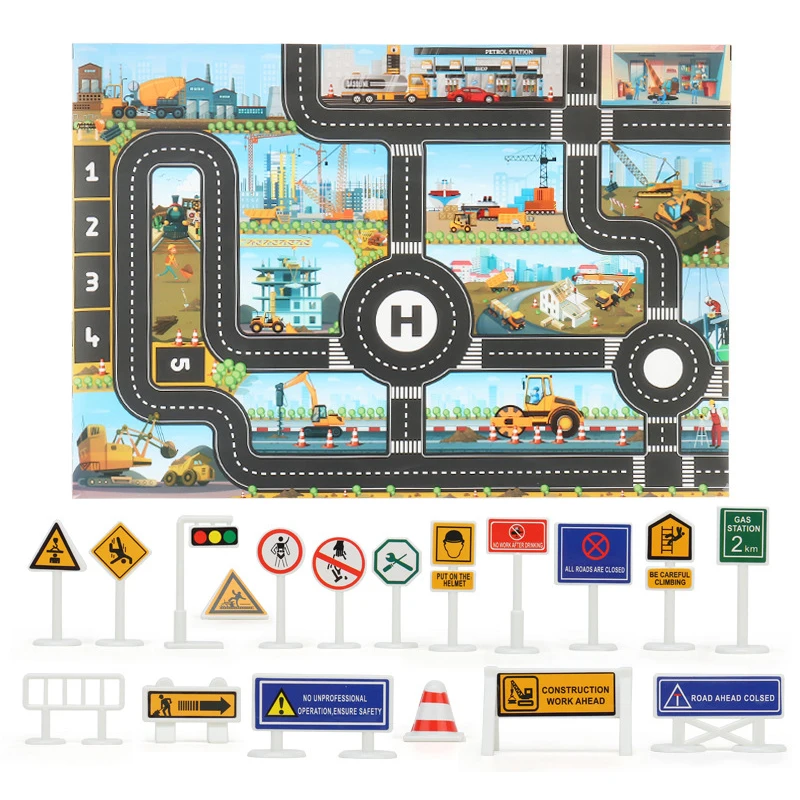Baby Play Mats Road Carpet for Kids Cartoon Traffic Rug Little Boys and Girls Indoor Toys Playmat Babies Playing Educational Mat | Игрушки и