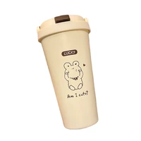 cute mugs bear tea coffee cup milk 304 stainless steel cup large water cups with straw for kids vaso termico acero inoxidable a