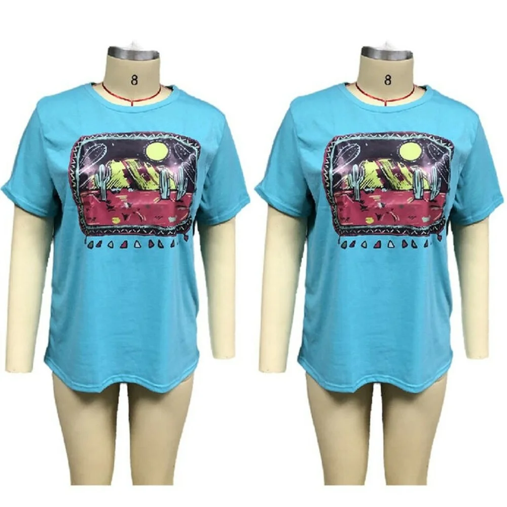 

Womens Casual Crew Neck Short Sleeve Floral T-Shirt Summer Tops Basic Blouse