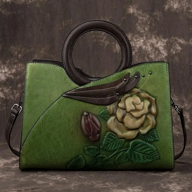 

Retro Handmade Genuine Leather Women Handbag 2021 New Casual Tote Large Capacity High Quality Shoulder&crossbody Bags