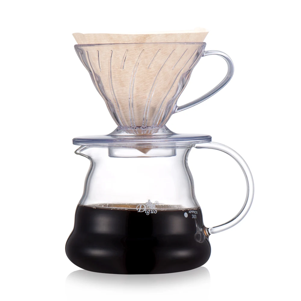 

Термостойкий стеклянный кофейник V60 фильтр чашка капельный Американский горшок ручной заварки кофейник набор фильтров для кафе кофейная п...