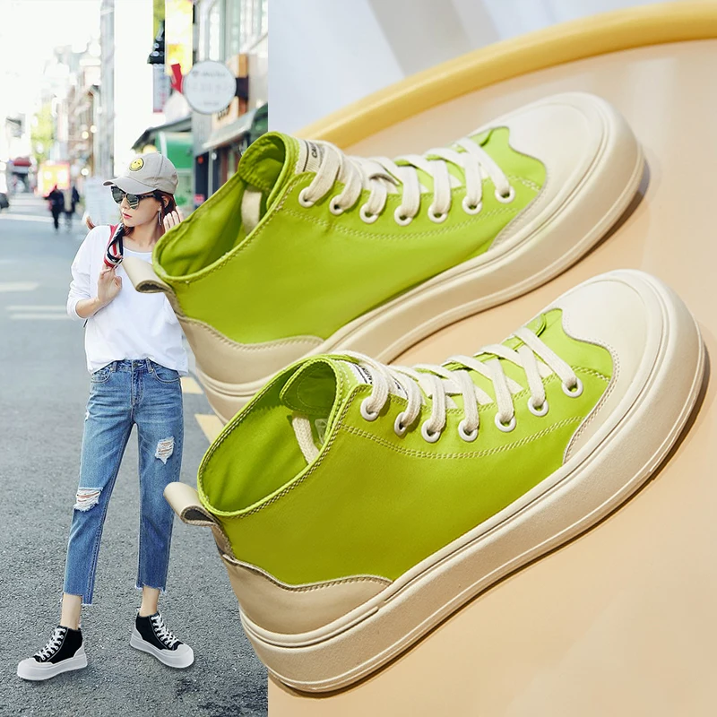 

Woman High Top Platform Vulcanized Shoes Black White 2021 Women Sneakers Spring Autumn High Top Casual Comfortable Shoes Boots