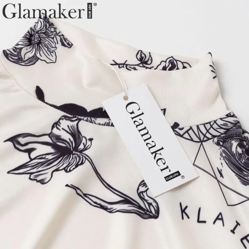 Женская блузка со стоячим воротником Glamaker модная уличная укороченная с длинным