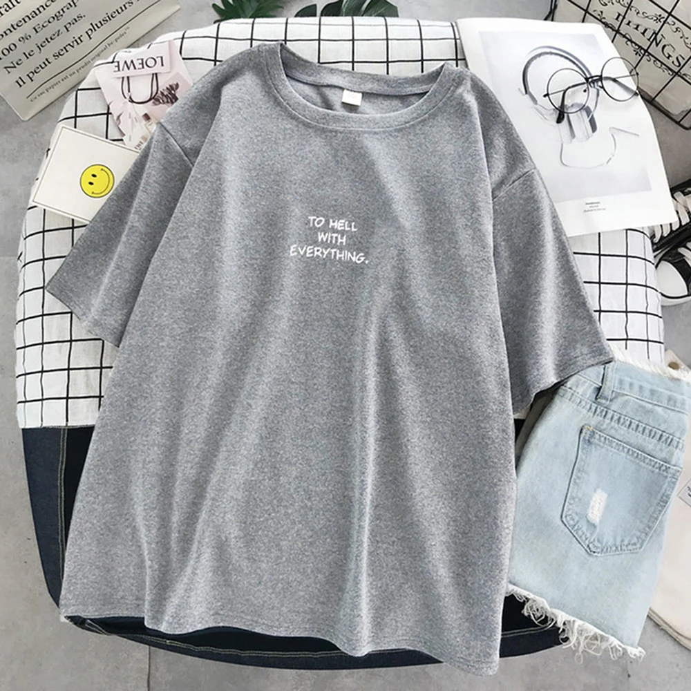 

2021 New Women Short Sleeve T-shirts Women Korean-Style Loose Harajuku Letter Printed Chic Simply All-match Ulzzang Leisure