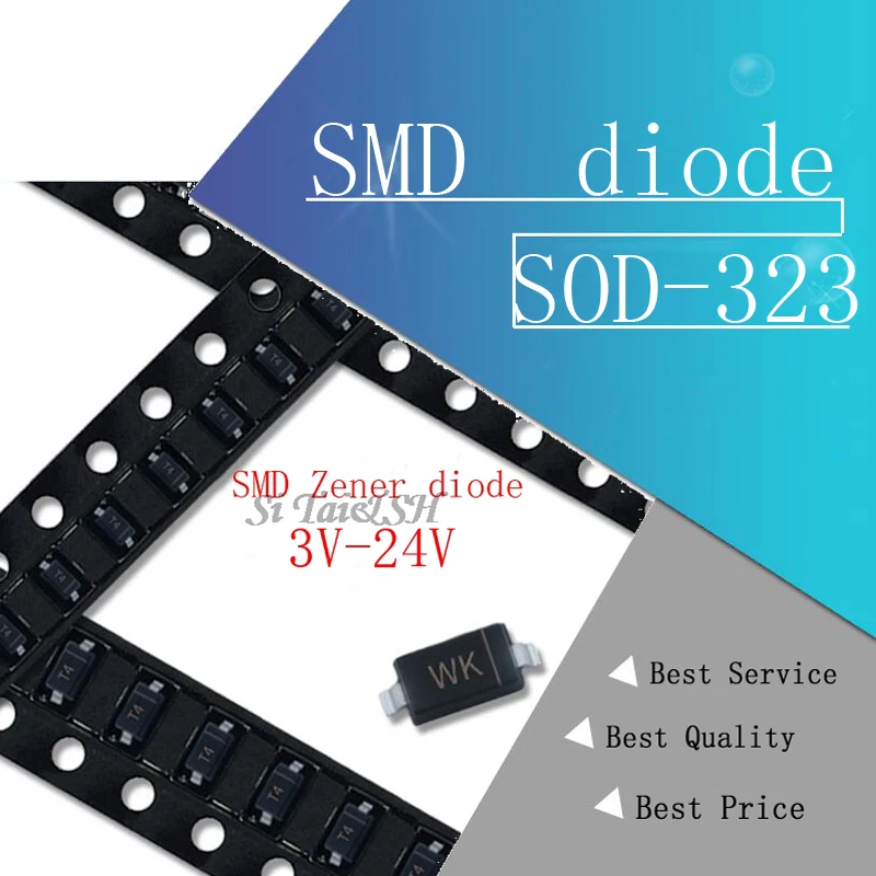 100 шт. SMD диод SOD-323 0805 0 25 Вт BZT52C10V 3V 3V3 7V5 6V8 5V6 5V1 4V7 12V 10V 15V 16V 18V 20V 24V | Электронные