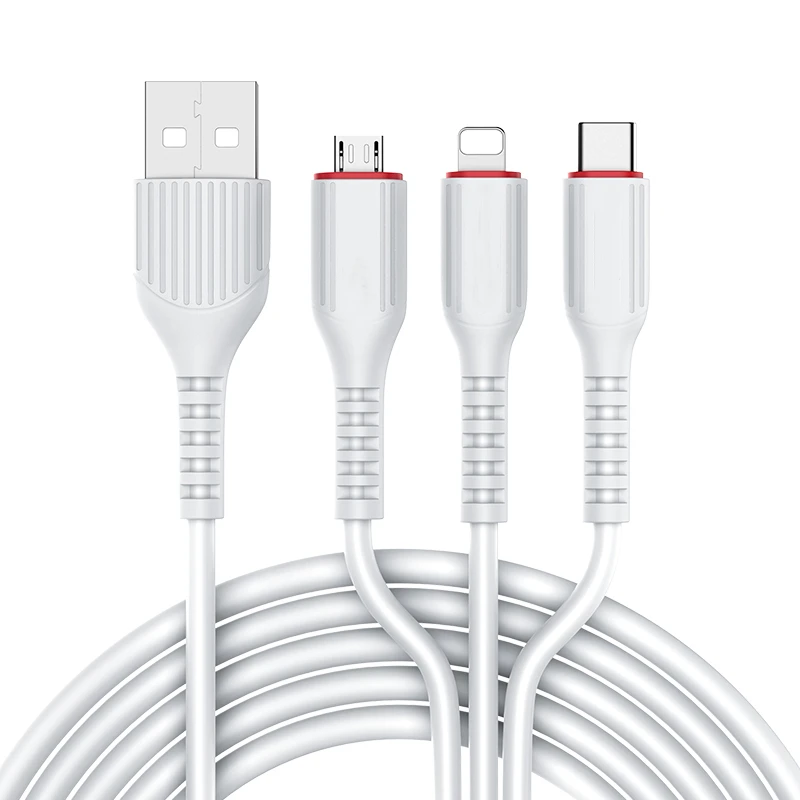 White 3 в 1 USB кабель 3.1A для мобильного телефона Micro usb type C кабель зарядного устройства для samsung Xiaomi huawei кабель для быстрой зарядки телефона шнур - Цвет: White