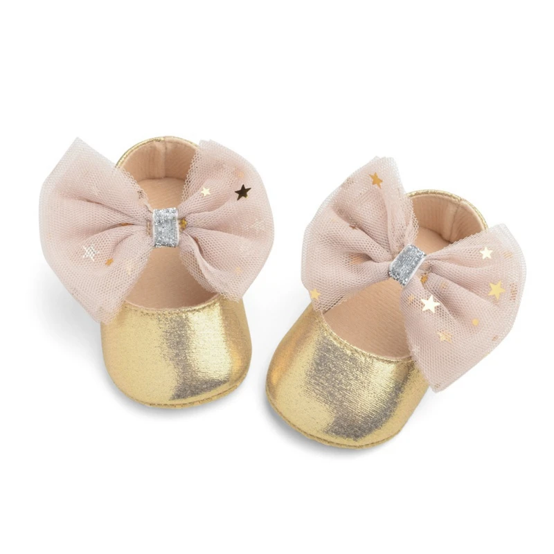 Zapatos de suela blanda para primeros pasos para beb&eacute;, zapatos de princesa con lazo grande, de cuero PU, 2019-3