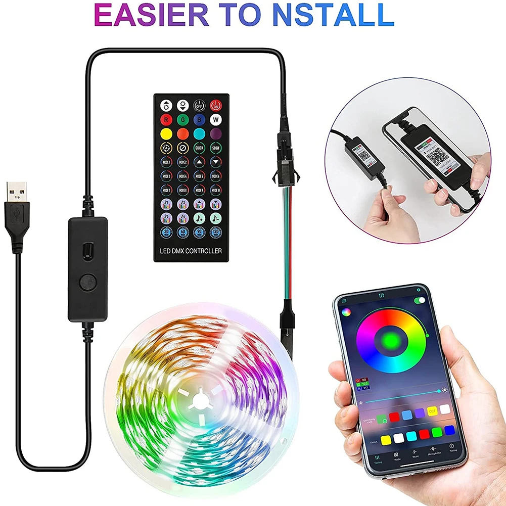 

RGB Светодиодная лента, 5 м, 10 м, с пультом ДУ 40 клавиш