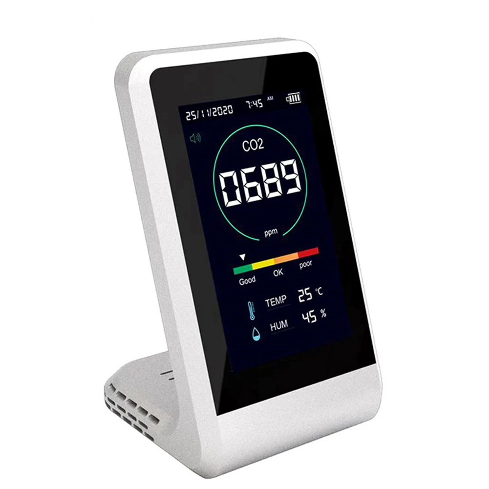 

CO2 Detector TVOC HCHO Temperature Humidity Detecting Tool Indoor Outdoor Detect Air Quality Monitor Multipurpose Detection Tool