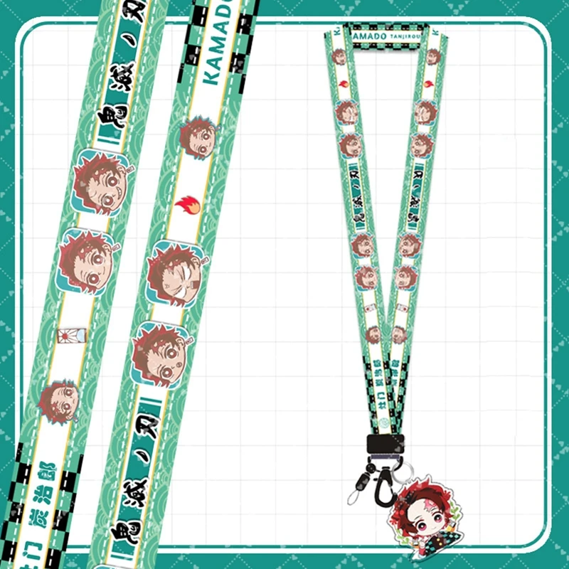 

1Pcs Anime Demon Slayer Lanyards Kimetsu No Yaiba Neck Strap Lanyard for Key Phone Keychain Holder Hanging Rope Keyrings Gift