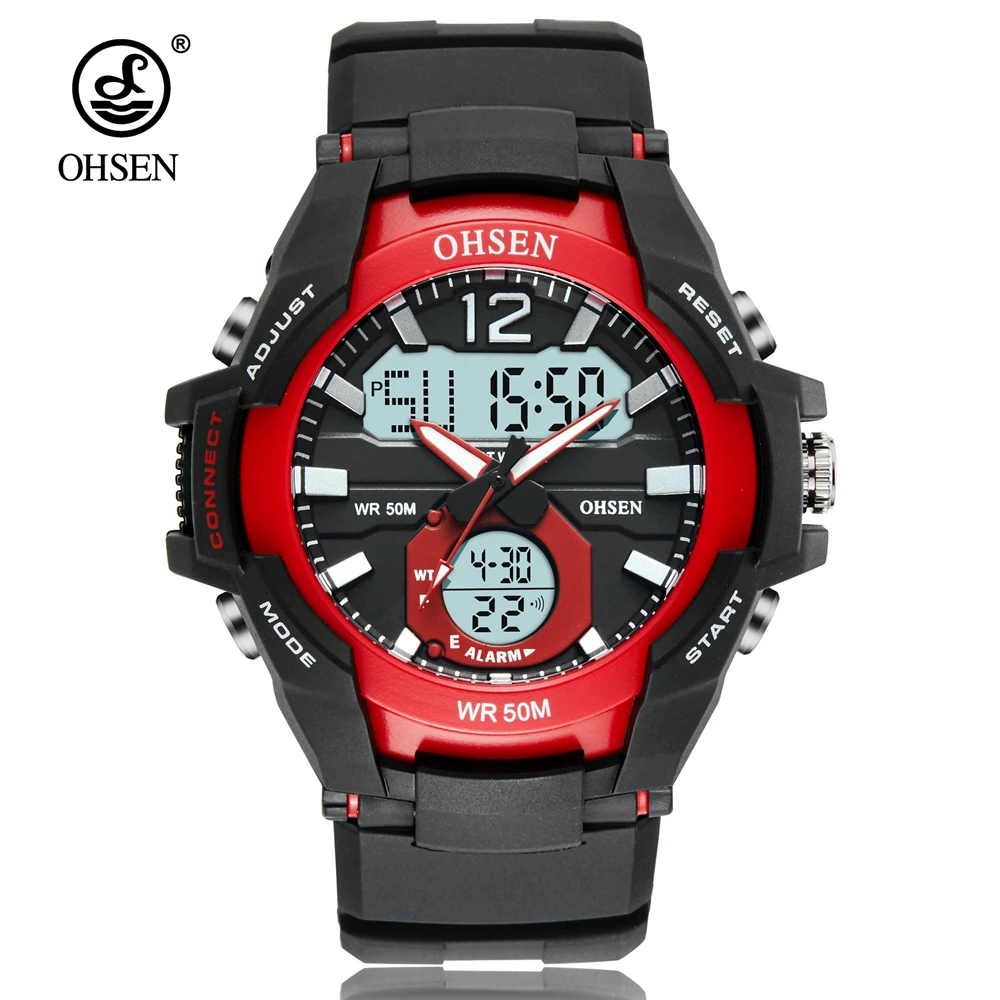 Red wristwatch Цифровые электронные мужские наручные спортивные часы Модные Военные зеленые кварцевые часы Силиконовые часы браслет relogio masculino - Цвет: Red wristwatch