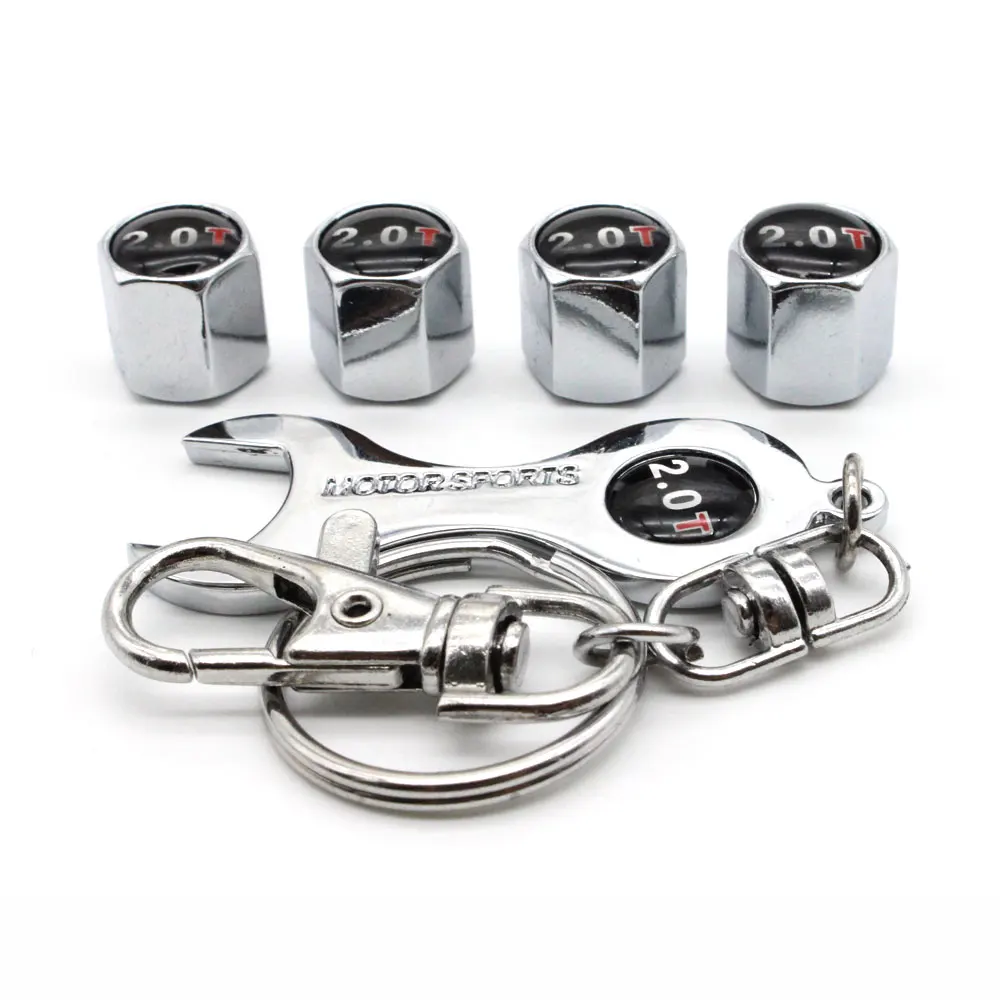 5Pcs/Set 2.0T Style Anti theft Emblem Auto Car Wheel Tire Air Valve Caps With Wrench Keychain Zinc Alloy Stem Dust Cover Accesso|Стержни и