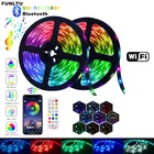 Водонепроницаемые светодиодные ленты с поддержкой Wi-Fi, Bluetooth, SMD5050, RGB, гибкая лента, Светодиодная лента 5 м, 10 м, 15 м, 20 м с управлением через приложение для телефона